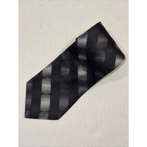 Murano Extra Long 66" Silk Tie Black Gray Circle Pattern Made in USA Men Necktie - Picture 1 of 7